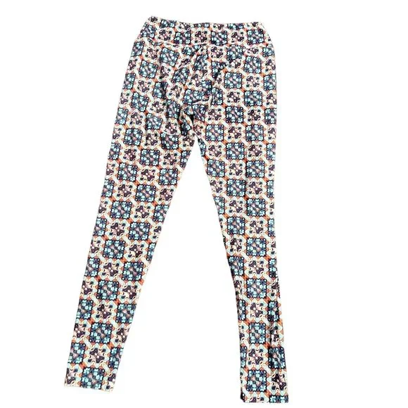 Lularoe Blue Orange Geometric Print High Waisted Soft Leggings Size One Size - Picture 3 of 5